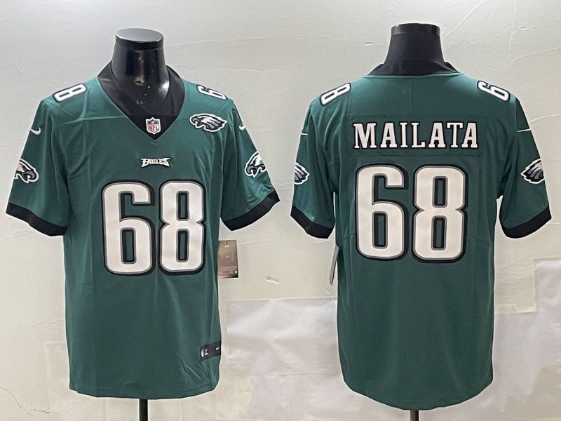 Men Philadelphia Eagles #68 Mailata Green Second generations 2025 Nike Vapor Limited NFL Jersey style 5